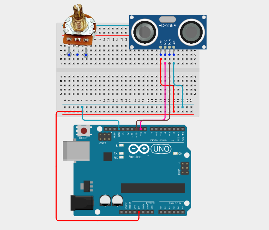 Components on breadboard