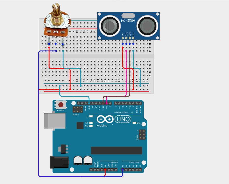Components on breadboard