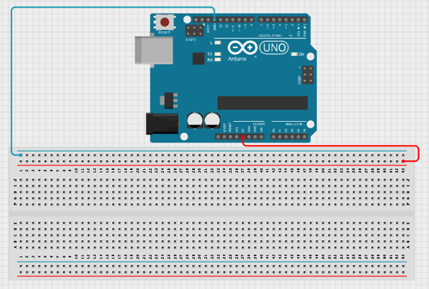 LED fixed on breadboard