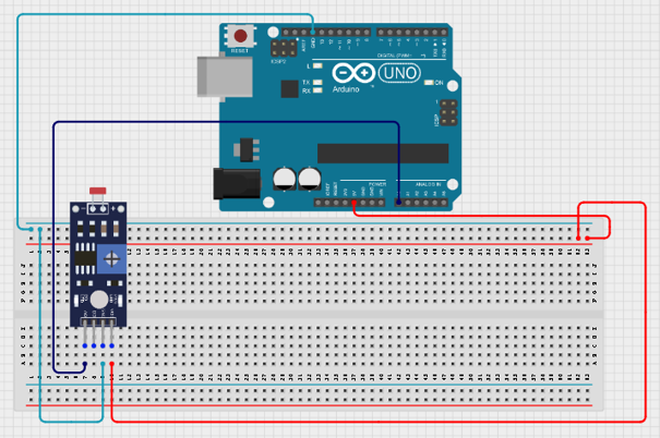 LED fixed on breadboard