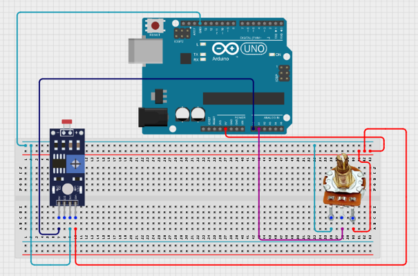 LED fixed on breadboard