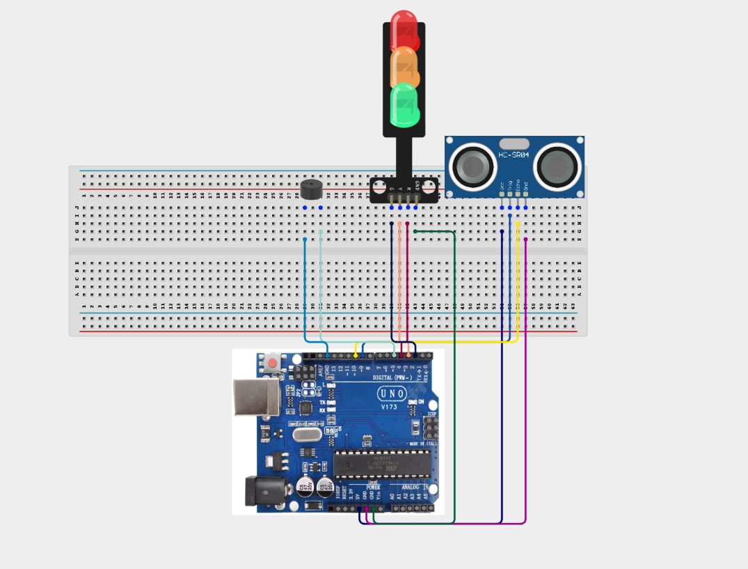 Components on breadboard