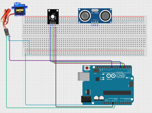 LED fixed on breadboard