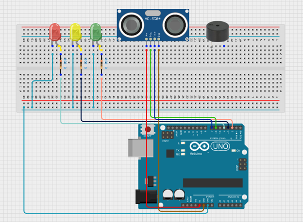 LED fixed on breadboard