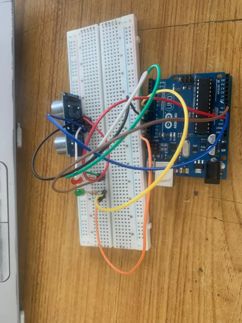 LED fixed on breadboard