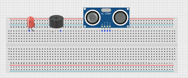 LED fixed on breadboard