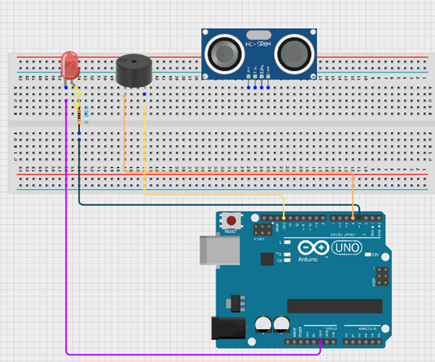 LED fixed on breadboard
