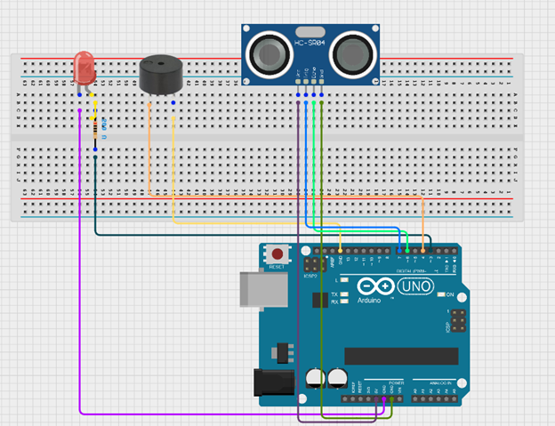 LED fixed on breadboard