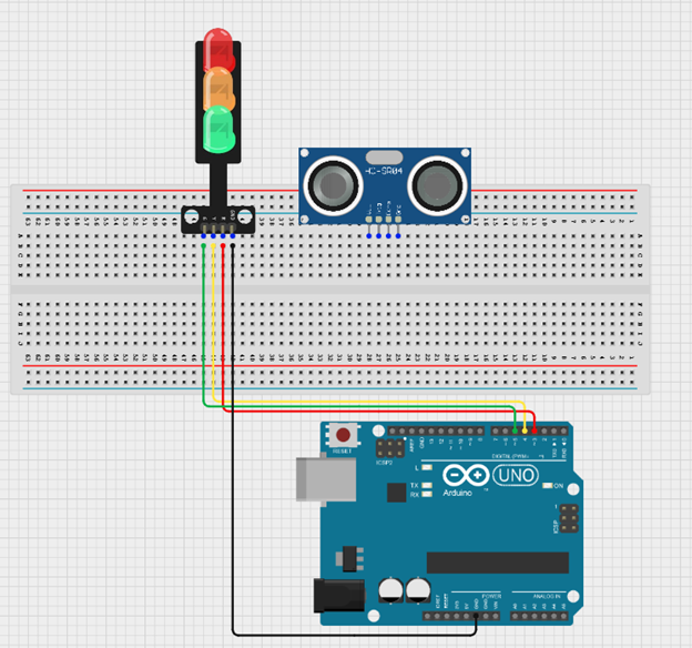 LED fixed on breadboard