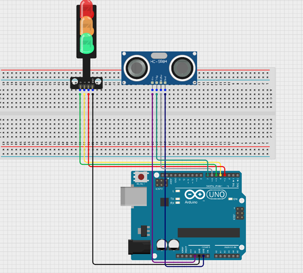 LED fixed on breadboard